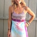 Eco tank DRESS, Upcycled Clothing, recycled, pink and purple tie dye mix ,hippie , festival, hand crocheted flowers, S/M by Zasra