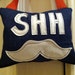 Shh Mustache - Baby Sleeping - Door Pillow - Hand and Machine Sewn with Denim, Grosgrain Ribbon
