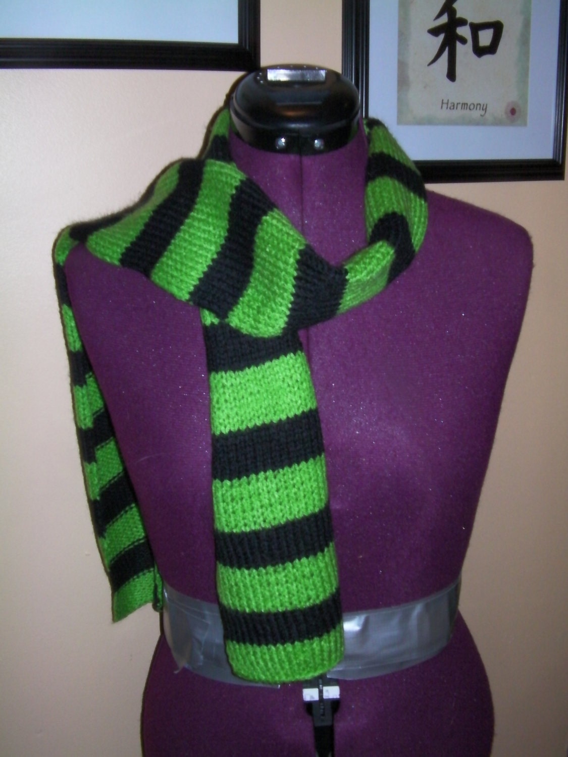 Black/Green Stripe scarf by DarkArtsCostumes on Etsy
