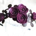 Purple flower headband leather amethyst roses green leaves bridal hairband woodland wedding floral tiara prom