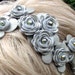 Leather flower headband, platinum roses and leaves on metal hairband, floral wedding tiara woodland wedding