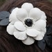 Black white flower headband fascinator leather camellia woodland wedding 3 year anniversary gift