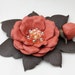 Pink leather flower hair clip green leaves glass beads floral brooch woodland wedding corsage decoration woodland wedding prom wearable art