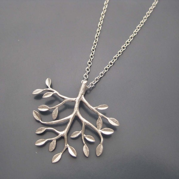 Items similar to Silver Tree Necklace Mod Silvery Branches flightofancy ...
