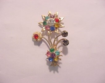 Vintage Rhinestone Flower Brooch 12 - 321