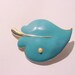 Vintage Blue Enameled Leaf Brooch With Faux Pearl Accent 11 - 769