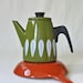 Vintage Cathrineholm Catherine Holm Coffee Pot Lotus White on Green Pot