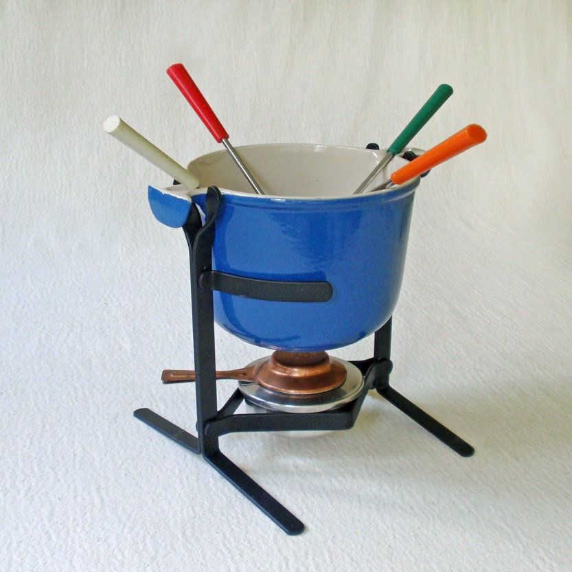 Vintage Le Creuset Fondue Pot Mid Century Modern Fondue Set