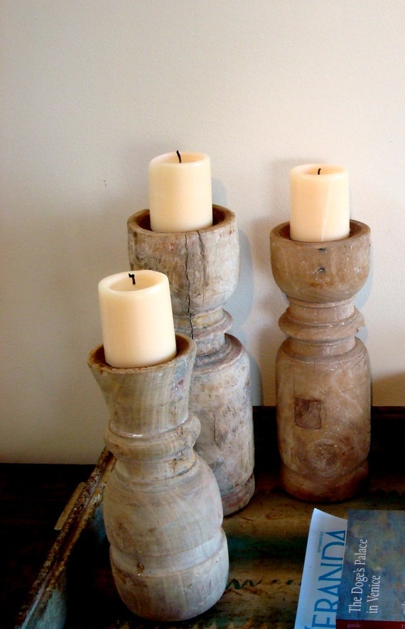 Handmade Candle Holders created from Vintage Wooden Corbels