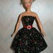 Handmade Barbie clothes - black and red cherry print dress