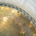 RESERVED /// Vintage Mid Century Moroccan Hammered Brass Tray Table on Folding Mahogany Base FREE SHIPPING