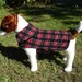Dog Jacket - Black Red and White Corduroy Plaid Coat- Size Small- 12 to 14 Inch Back Length - Or Custom Size