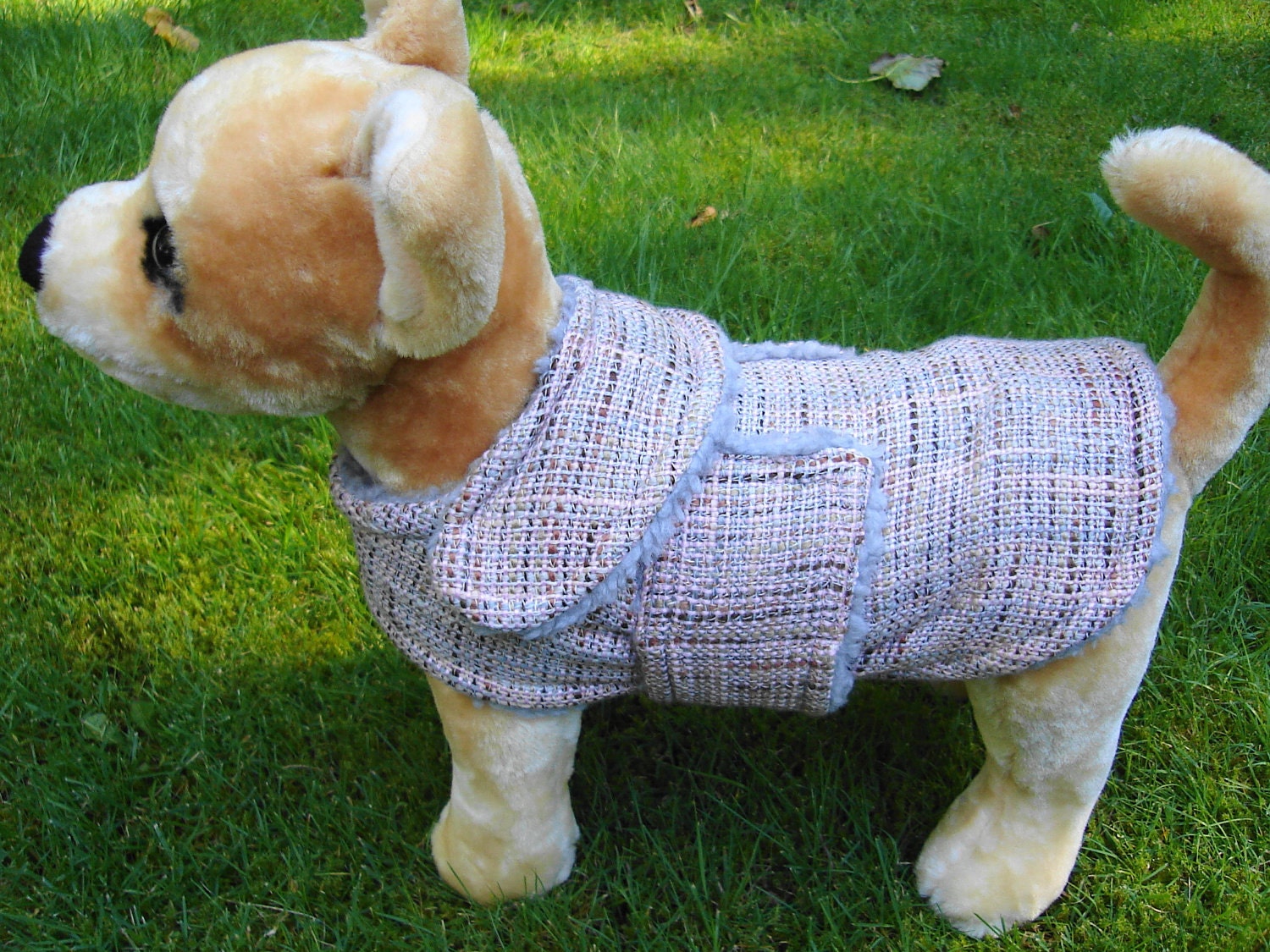Dog Jacket Pink Tweed Coat Size XX Small 8 to 10 Inch