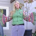 SUPER Sale-75.00-Was 125.00-Recycled Sweater-Upcycled Sweater-Gypsy Sweater/Jacket/Crocheted Sleeves/Small-Medium/Reconstructed/Green