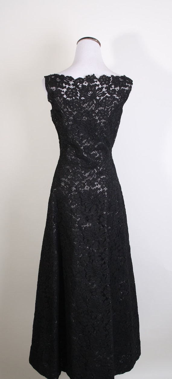 Evening Gown / Vintage Lace / Metallic / Long Dress / Black