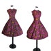 1950s Dress - Dresses - Cotton Dress - Floral Print - Maroon and Purple - Mad Men Dress - 1045