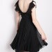 Little Black Dresses / Romantic Vintage 1950s Black Chiffon Cocktail Dress with Bustle Back and Ruffles 1199