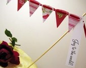 Christmas cake bunting in beautiful Tilda red & pink double sided cardstock Choose your own greeting MADE TO ORDER Il_170x135