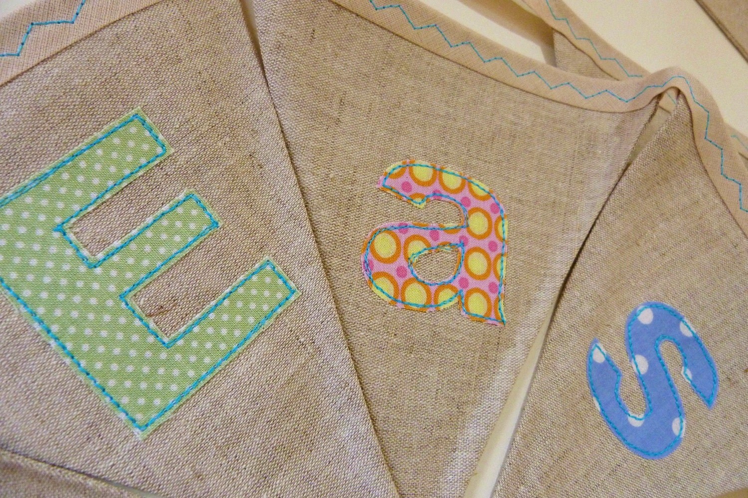Happy Easter applique bunting banner in linen SALE save 10