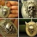 Free Shipping--- Heavy silver plated brass skull cameo macabre necklace, N01