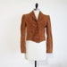 1970s Dress Jacket - Boho Cropped Suede Leather Riding Coat with Puffed Sleeves