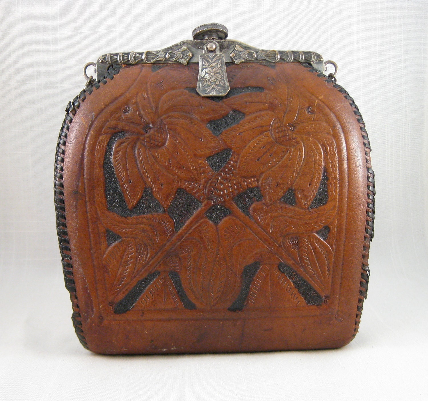 Vintage Art Nouveau Tooled Leather Purse by Vintage360 on Etsy