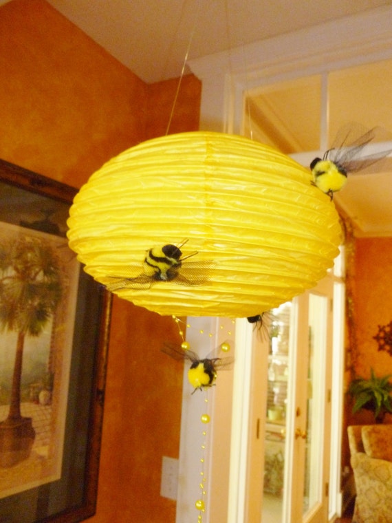 My Sweet Honey Bee Mobile with Flowers Handmade Pom Pom