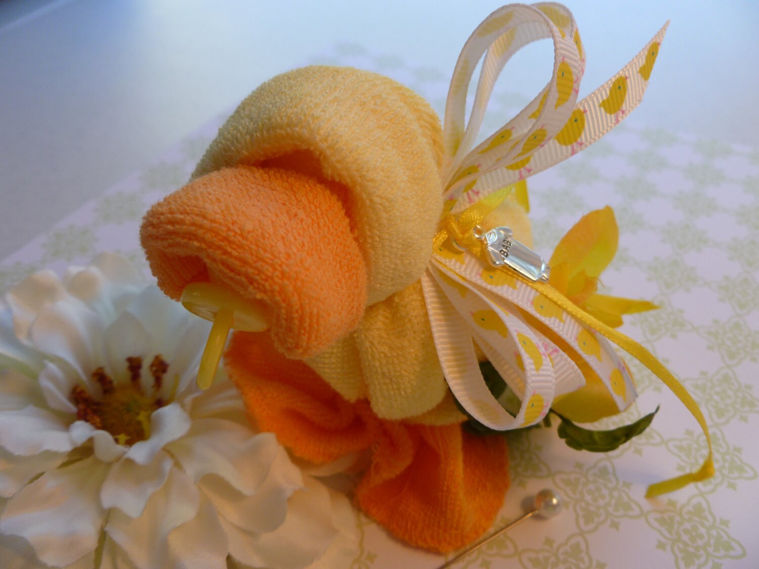 neutral shower favors for baby Washcloth Baby by Baby mollbelldesigns Corsage Quackers Shower