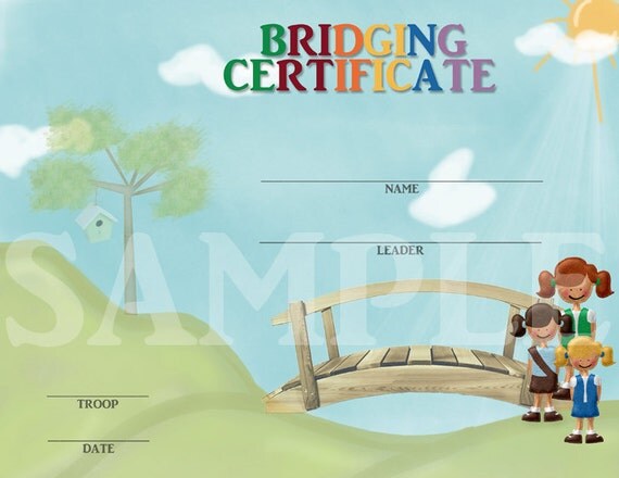 Girl Scouts Bridging Certificate - Rainbow Lettering