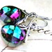 Swarovski Crystal Briolette Earrings Green and Pink - Electra - Sterling Silver - FREE SHIPPING
