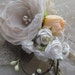 Wedding hairpiece bridal burlap autumn fall Hair clip fascinator Flower Rose Beige ivory dried wheats peach Berry tulle pearls