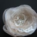 Wedding hairpiece 3 inch Hair clip Ivory flower beige latte nude flower champagne flower lace flower rhinestone, pearls, silver Rose