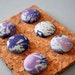 Set of 6 Blue and Purple Tie Dye Fabric Cover Button Push Pins (Large)