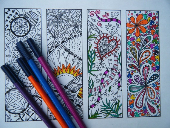 Printable Bookmarks - Bookmark Coloring Page - Zentangle Inspired ...