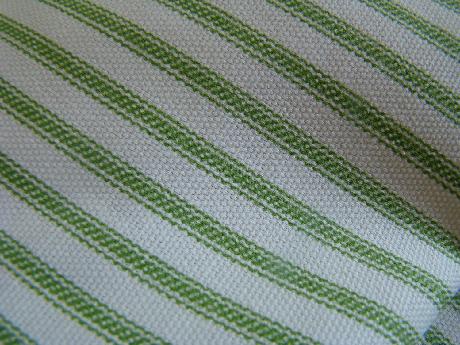 Green Ticking Stripe Home Decor Weight Fabric Shabby Chic