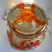 Hold for RR Canning Jar Hand Painted Glass Red Flower Orange Bow