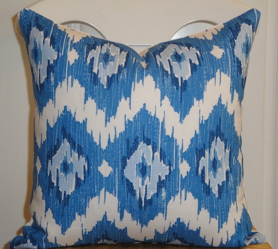 Decorative Pillow Cover 16 x 16 INCH IKAT by TurquoiseTumbleweed
