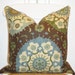 Beautiful Decorative Pillow Cover 18 x 18 Inch - Designer Fabric - Accent Pillow - Throw Pillow - Blue - Tan - Green - Brown