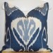 Decorative Pillow Cover - 18x18 - IKAT Pattern - Throw Pillow - Accent Pillow - Kravet - Iris Blue - Light blue - Off White