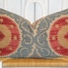 Decorative Pillow Cover - 12 x 20 - Suzani - Throw Pillow - Accent Pillow - Teal - Red - Light Brown