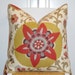 Beautiful Decorative Pillow Cover - 20 x 20 - Floral - Paprika - Red - Maize - Aqua - Taupe - PATTERN On BOTH SIDES