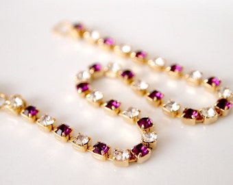 Vintage Amethyst Swarovski Crystal Tennis Bracelet