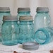 Ball Mason Jar with Zinc Lid - Aqua Blue Pint Size Set of 2
