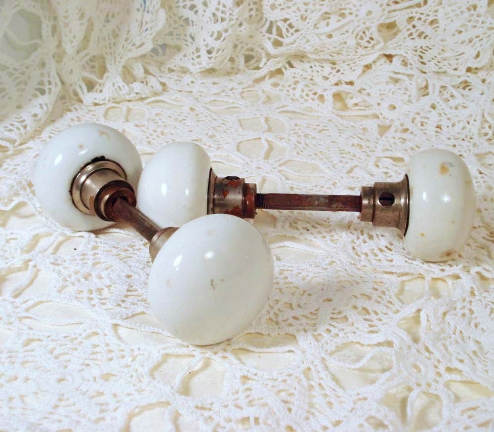 Antique Porcelain Door Knobs Sets White Architectural Salvage