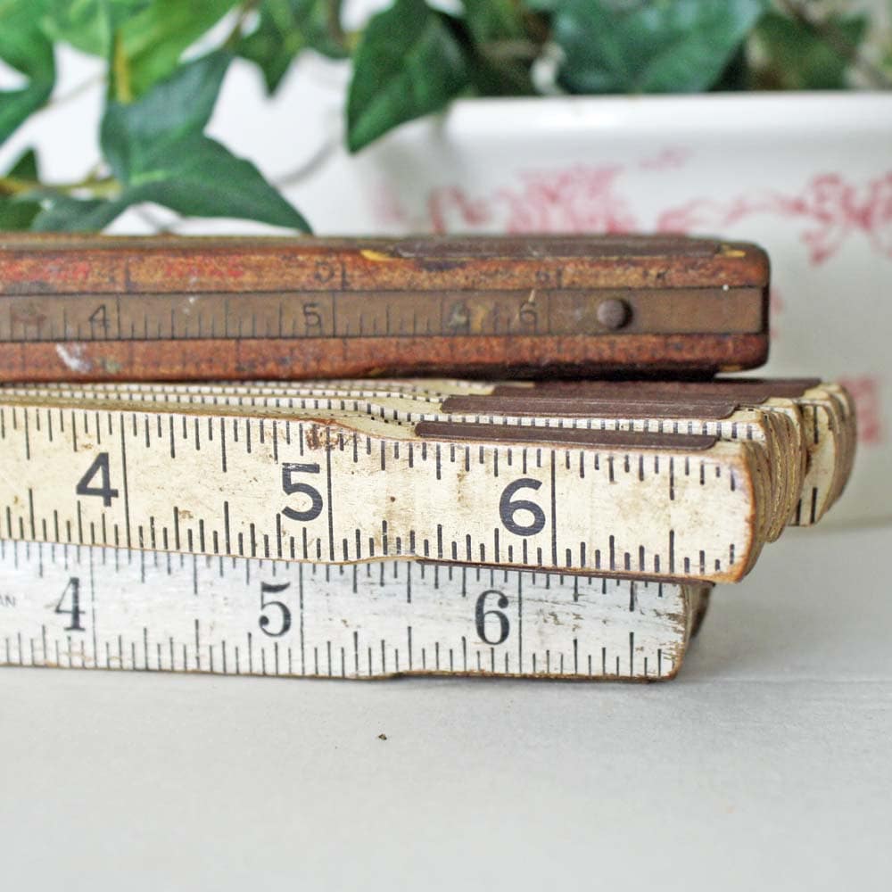 Folding Ruler Collection 3 Vintage Tools Wood Extension