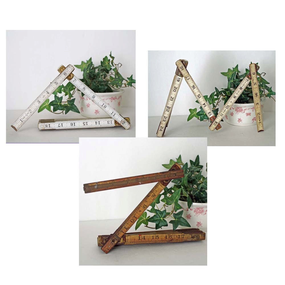 Folding Ruler Collection 3 Vintage Tools Wood Extension