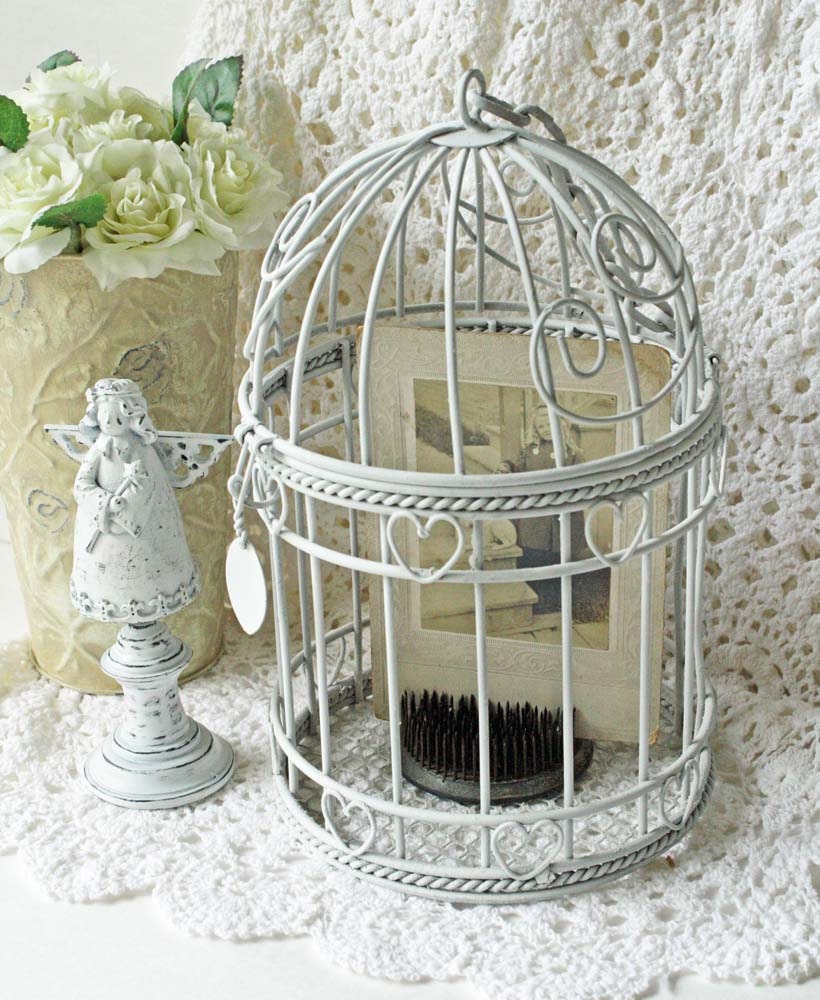 Metal Birdcage Small White Revived Vintage Bird Cage Planter