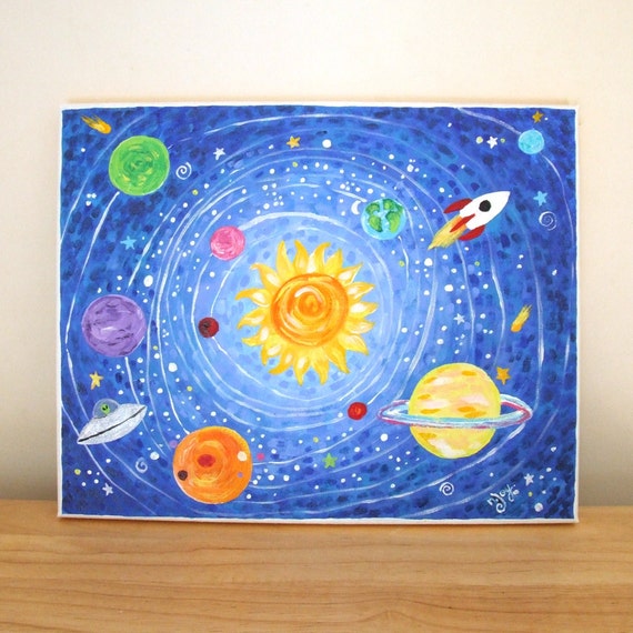 Art for Kids OUT of THIS WORLD Solar System 14x11 Acrylic