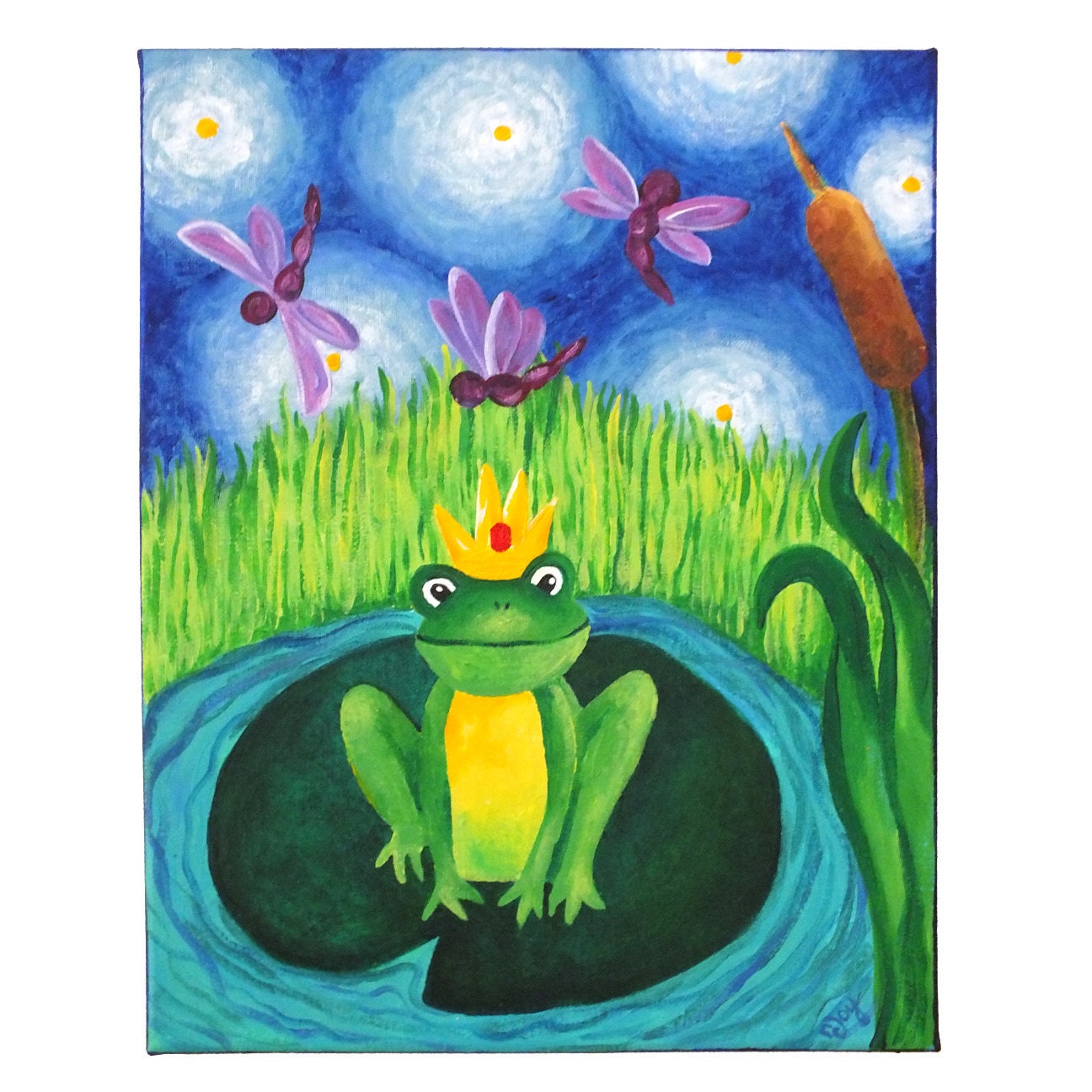 Fairytale Art for kids THE FROG PRINCE 11x14 canvas painting