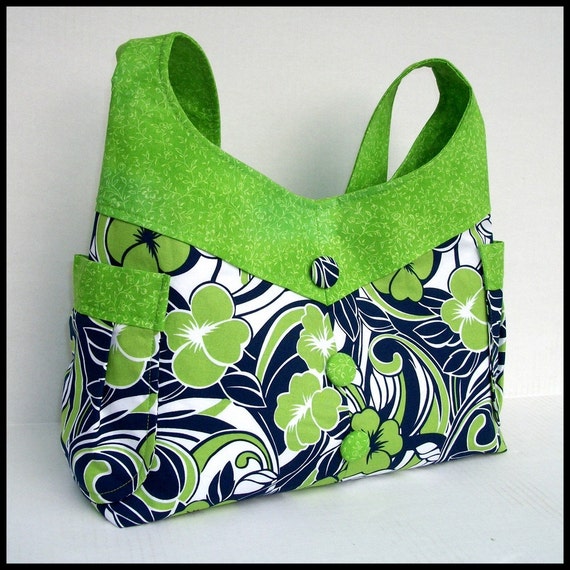 blue and green purse